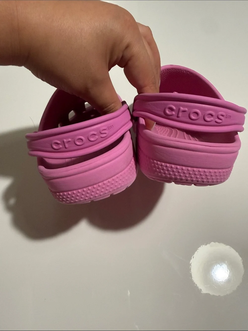 CROCS Kids Bright Pink Classic Clogs with Heel Strap Sz J3